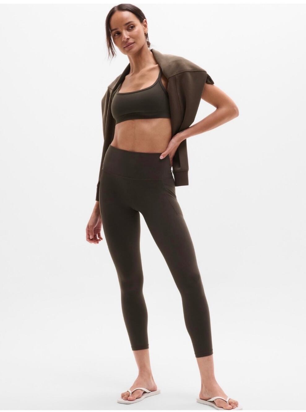 Athleta Leggings Womens Medium Brown Salutation Stash 7/8 Yoga Gym Pilates Walk